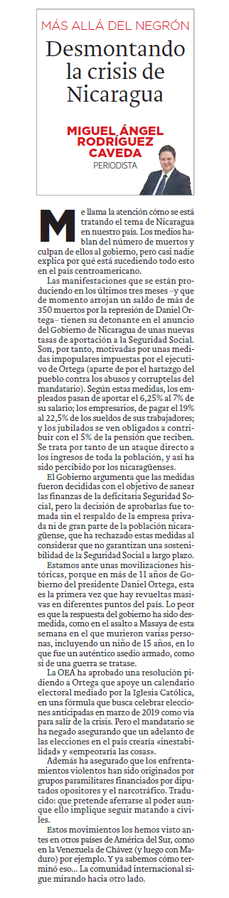 Columna en "El Comercio Digital"